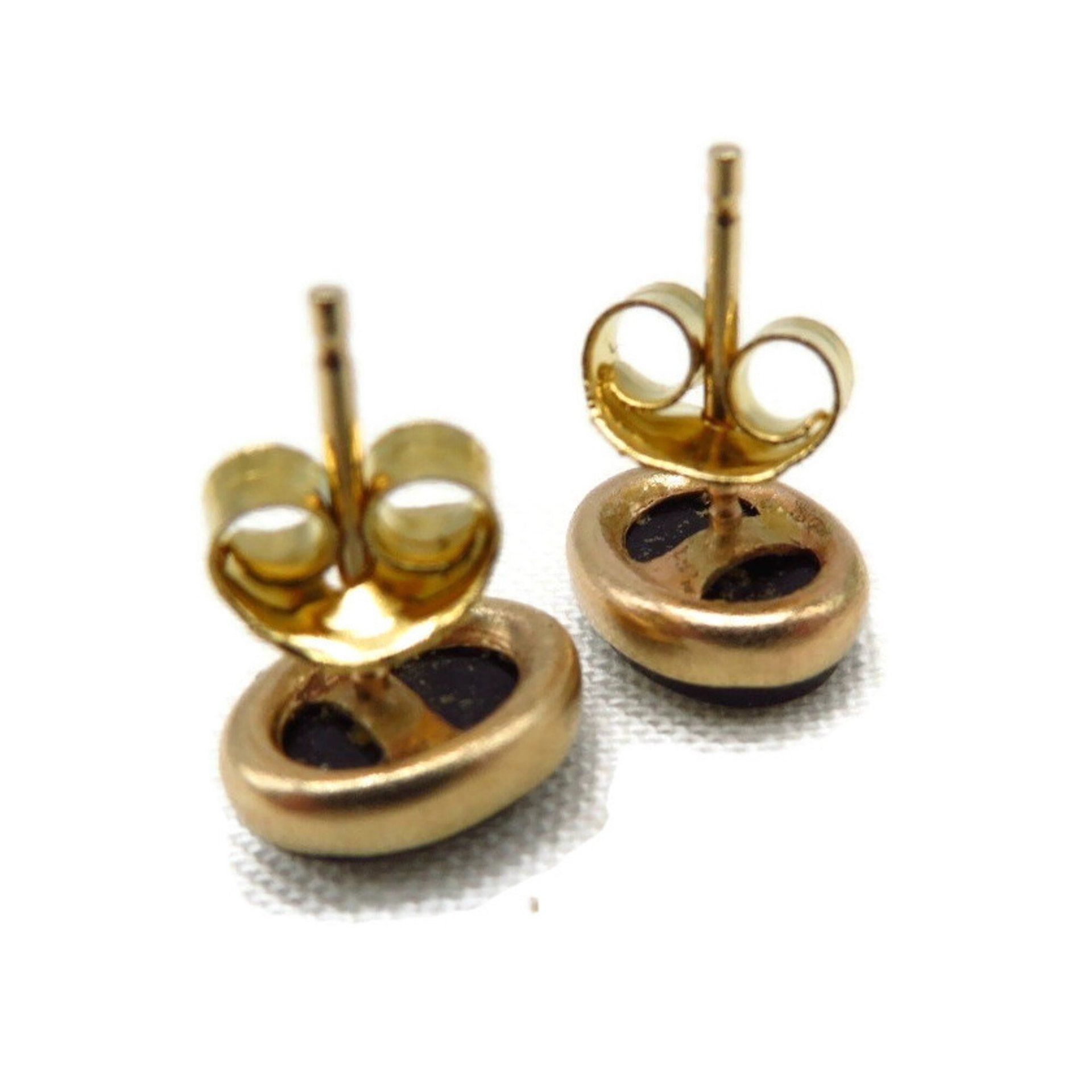14K Gold Onyx Pierced Stud Earrings