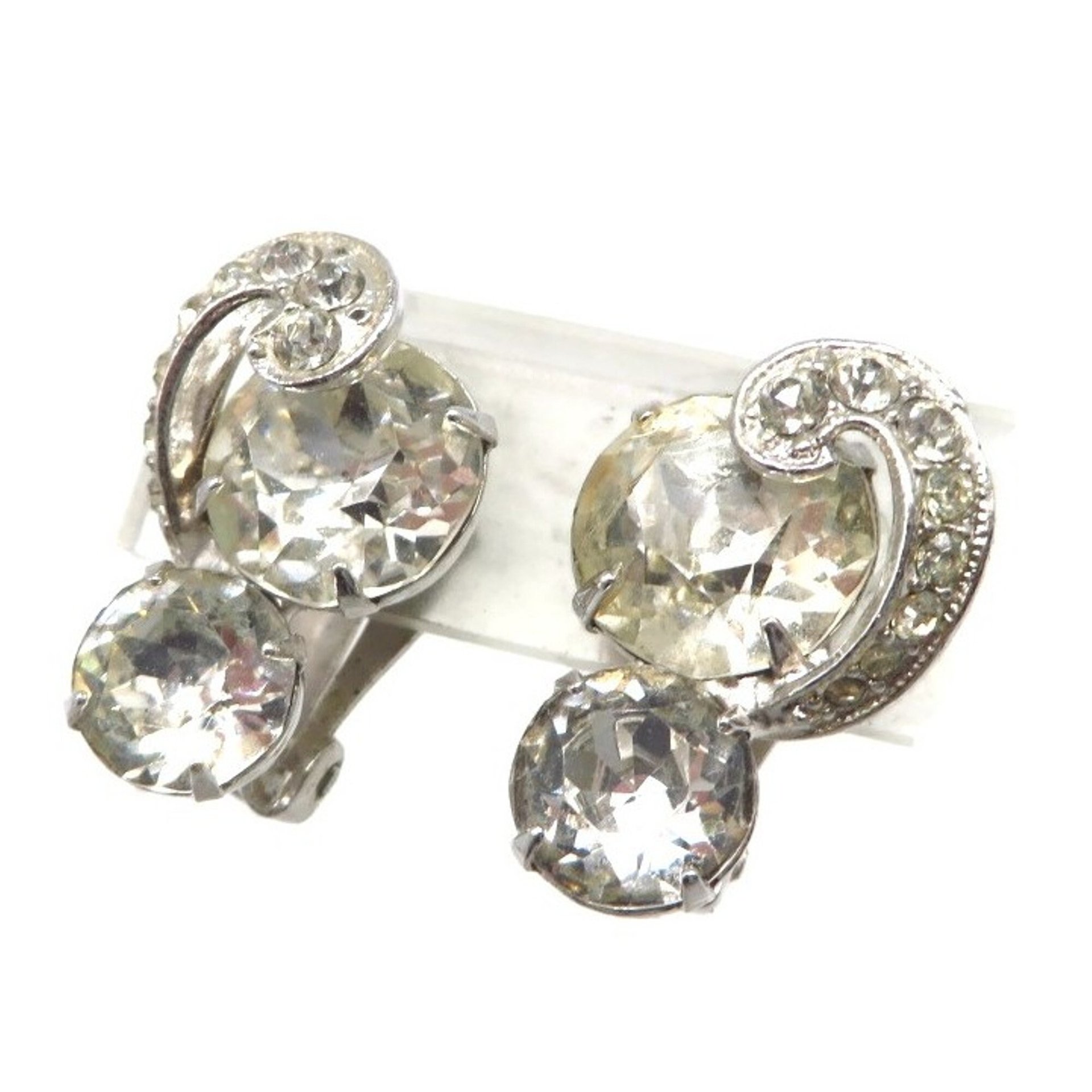 Eisenberg Silver Tone Rhinestone Clip-on Earrings,  Vintage Bridal Jewelry