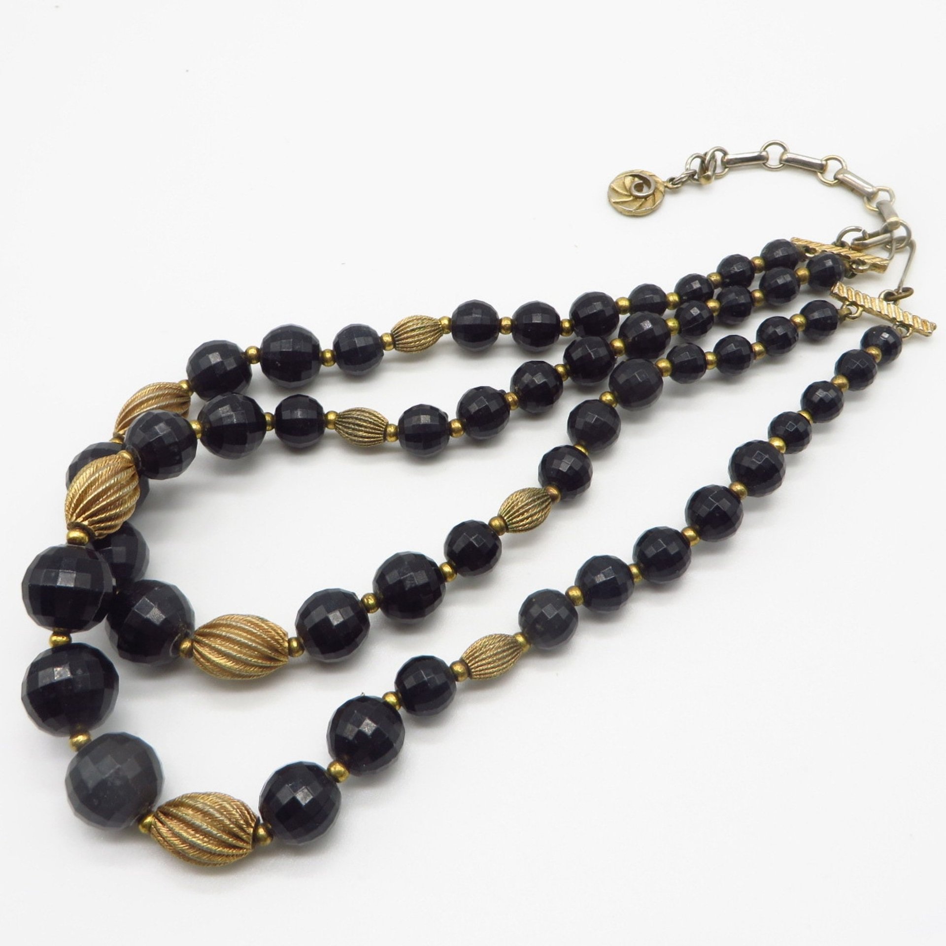 Lisner Black and Gold Bead Double Strand Necklace