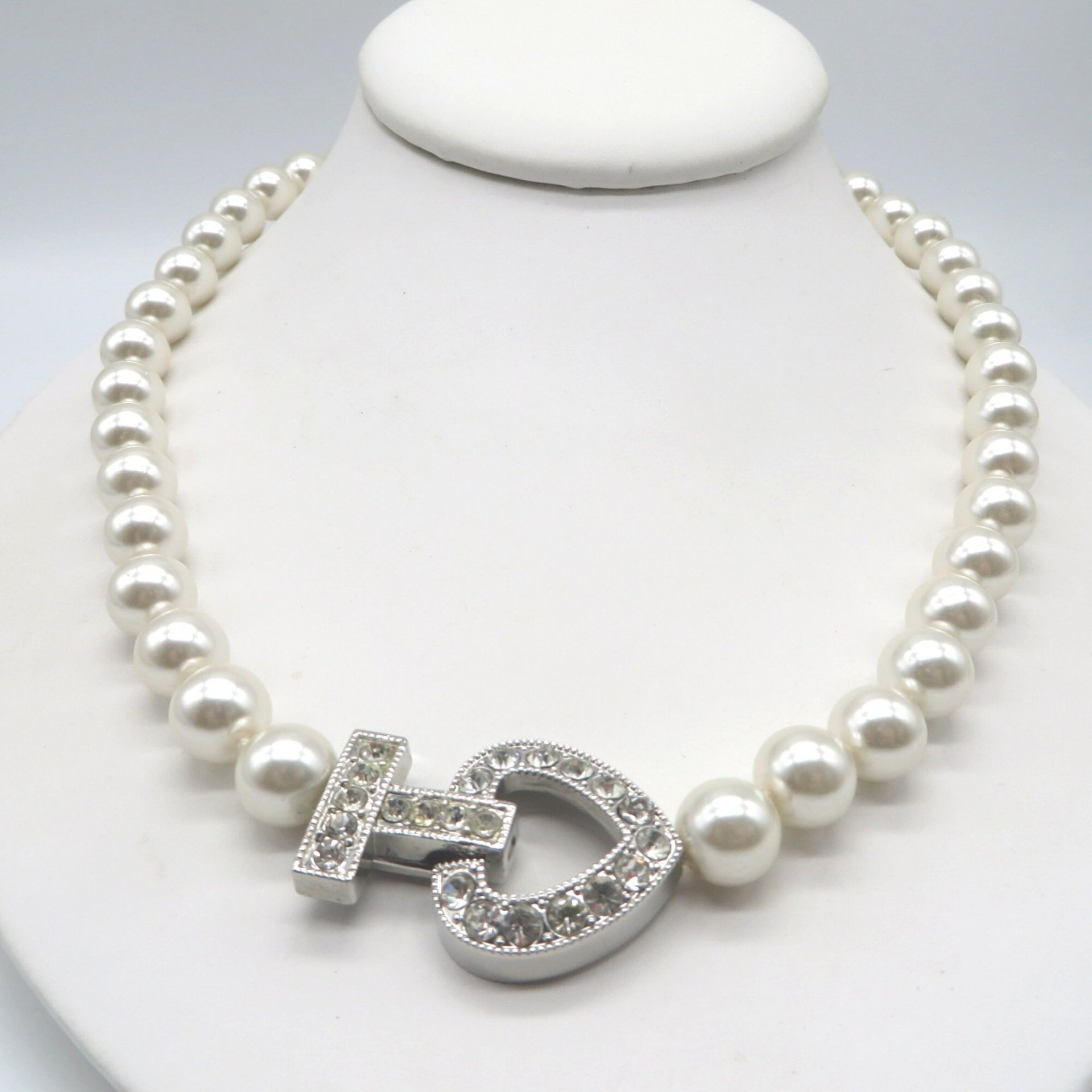 Chunky Faux Pearl and Rhinestone Necklace