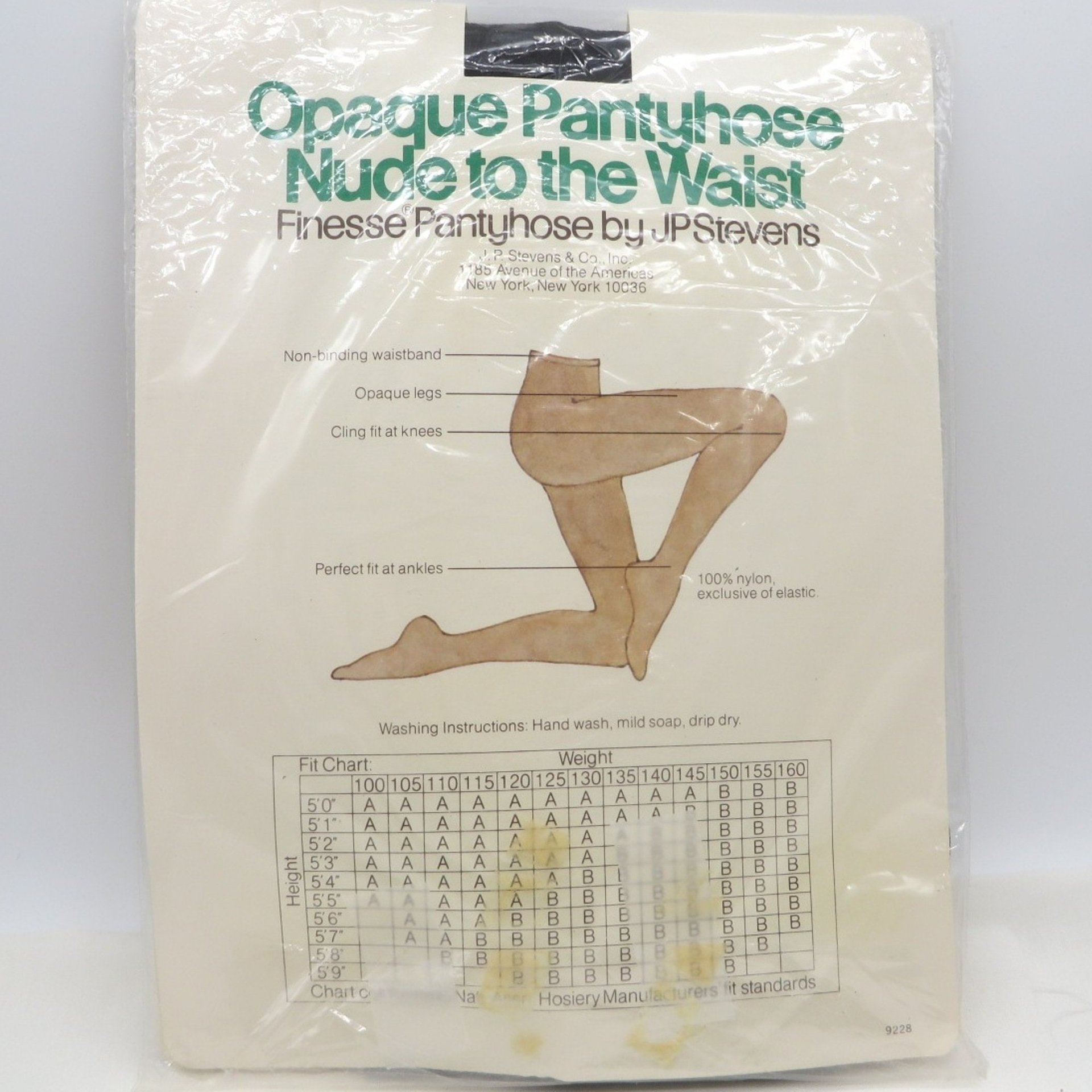 Finesse by JP Stevens Pantyhose, Opaque Nude to the Waist, Size A