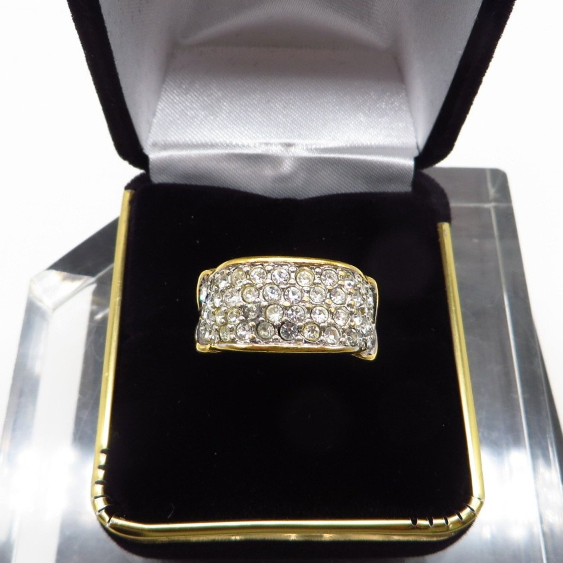Elizabeth Taylor "Brilliance" Ring, 22K Gold Overlay Pave Rhinestone Ring, Size 6.5