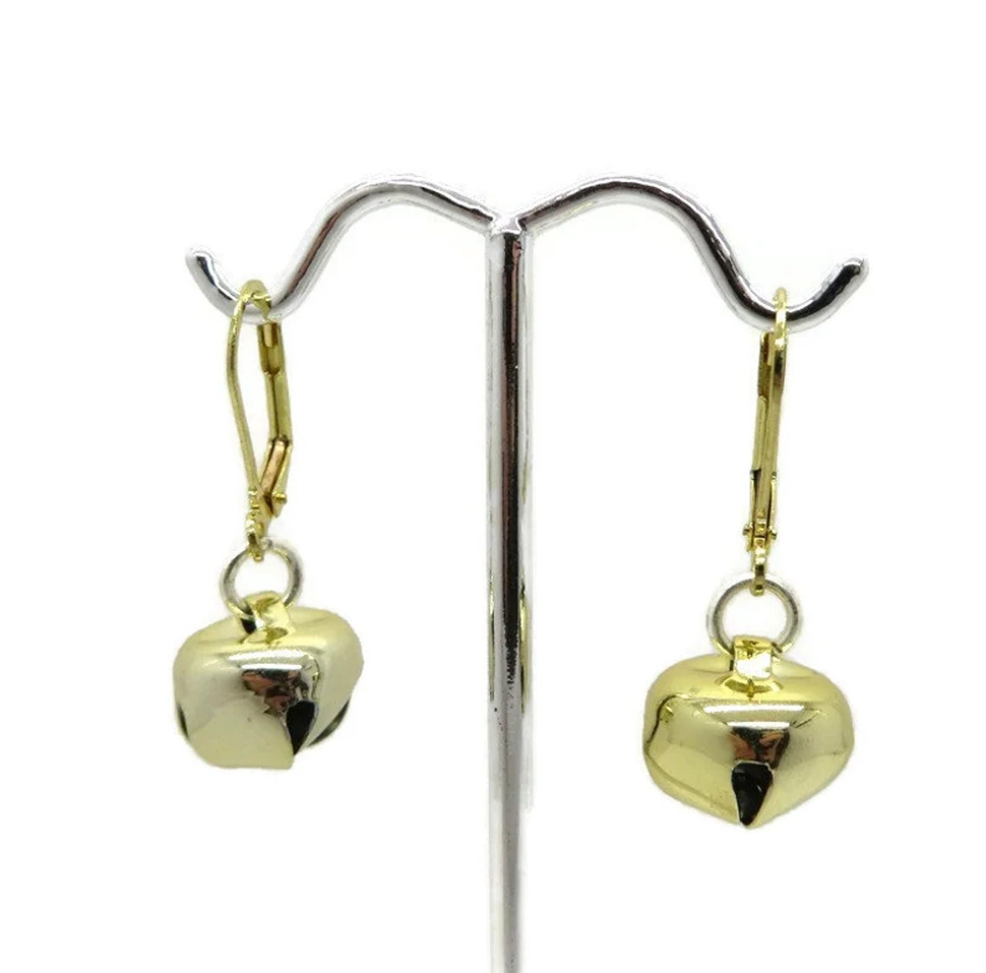 Dangling Gold Ornament Pierced Leverback Earrings