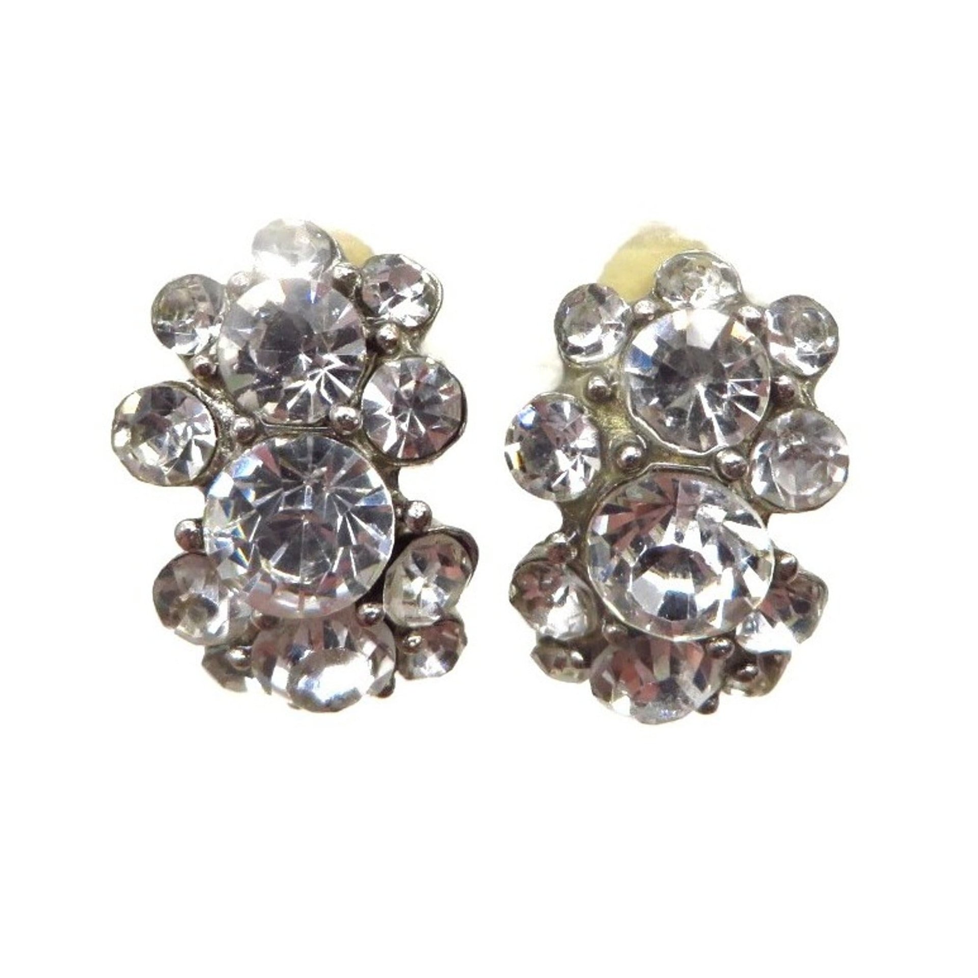 Clear Rhinestone Cluster Bead Clip-on Earrings