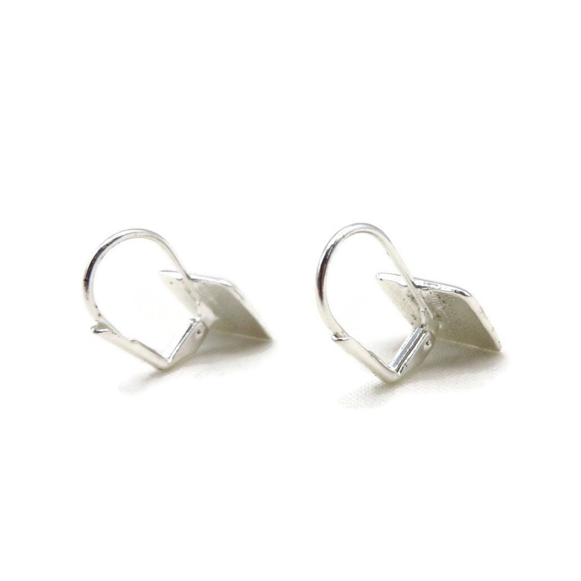 Modernist Silver Tone Square Latchback Earrings