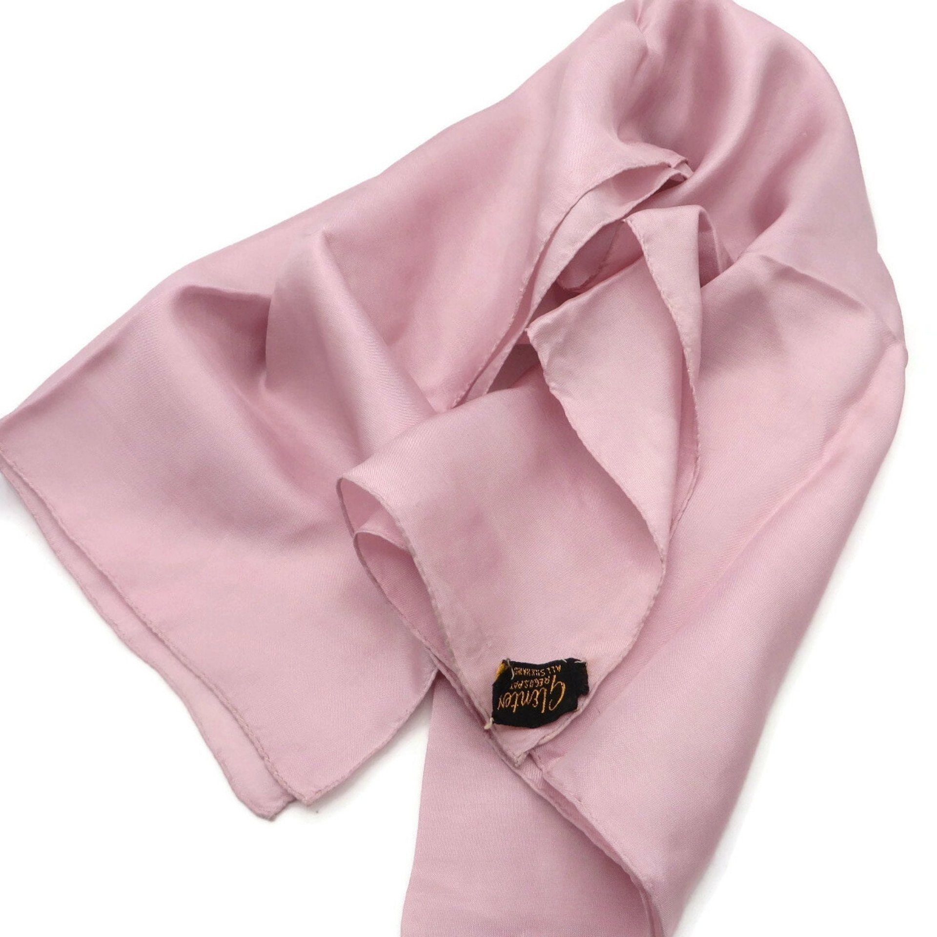 Glentex Silk Scarf, Vintage Mid-Century Pink Hand Rolled Silk, 24 x 26 Inch Length