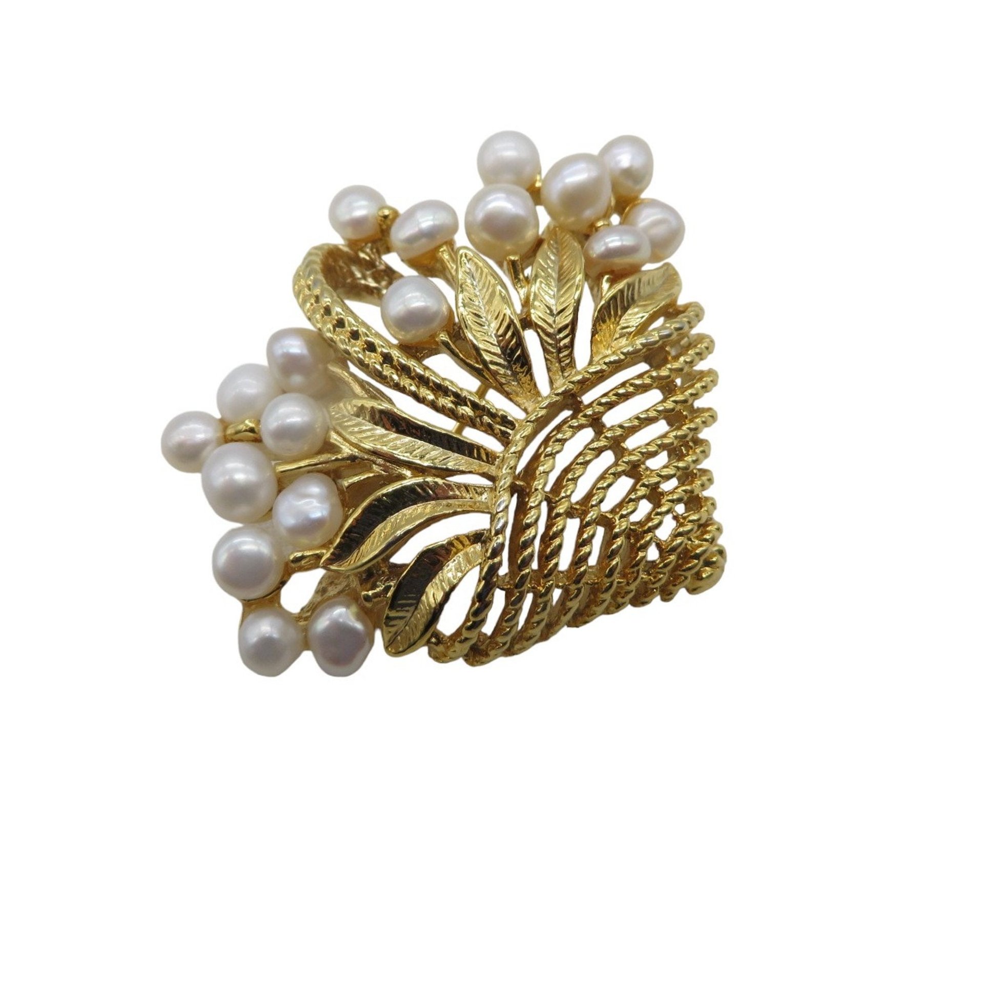 Flower Basket with Faux Pearls Brooch Pendant 