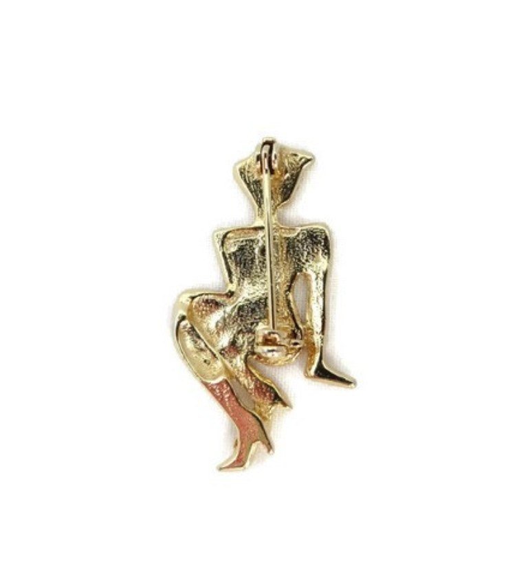 Sitting Lady Gold Tone Silhouette Pin
