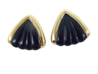 Bluette Triangle Shoe Clips, Black and Gold Tone Shoe Accessory