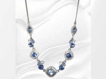 Givenchy Blue and Clear Rhinestone Necklace 