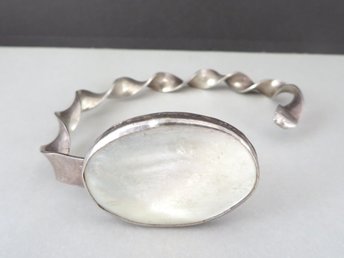 Vintage Sterling Silver MOP Bracelet Twisted Open Band Native American Jewelry