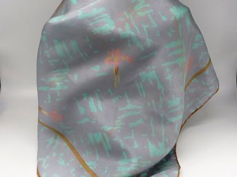 Bill Blass Silk Scarf Sea Green Abstract Design 100% Silk