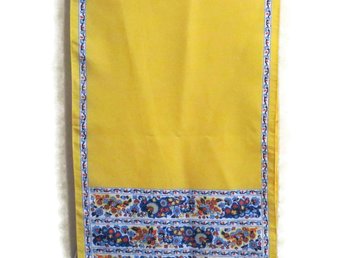 Vintage Glentex Polyester Scarf, Yellow with Flower Borders, Made in Italy