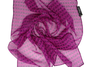 Kenneth Cole Silk Scarf, Pink and Purple Squares, Vintage USA Made Scarf