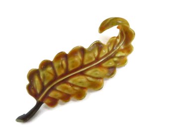 Signed HAR Golden Brown Leaf Pin