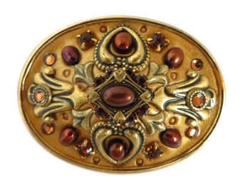 Michael Golan Gold and Red Pendant Brooch 
