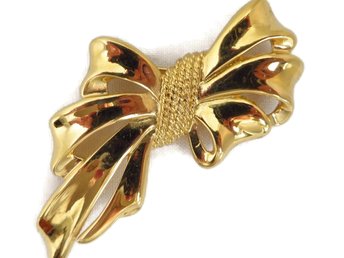 Napier Gold Tone Gathered Bow Brooch