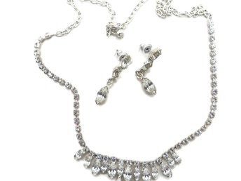 Crystal Rhinestone Earrings and Necklace Set