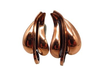Renoir Copper Curved Leaf Clip-on Earrings 