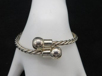 Silver Plated Bangle, Vintage Twisted Hinged Skinny Bracelet