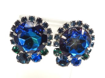 TARA Blue Rhinestone Clip-on Earrings