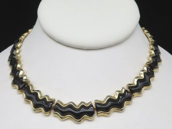 Trifari Black & Gold Choker Necklace 