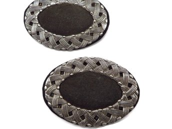 Black and Gray Oval Braided Edged Shoe Clips
