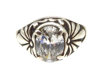 Sterling Silver Crystal Rhinestone Ring Size 6.5