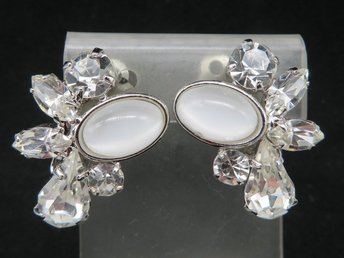 Czech Glass Rhinestone Clip-on Earrings, Bridal Jewelry