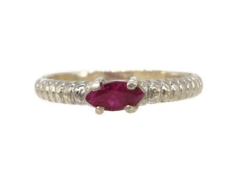 Faux Ruby Sterling Silver Ring, Size 7