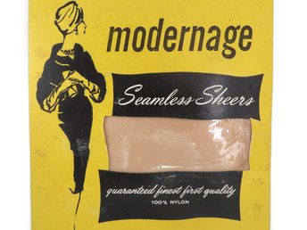 1950s Modernage Stockings - Seamless Sheer Garter Stockings - Beigetone - Size 9, 30 inches