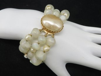 Vintage Alice Caviness  White Bead Double Strand Bracelet 