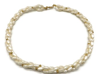 Marvella Double Strand Faux Pearl Choker Necklace