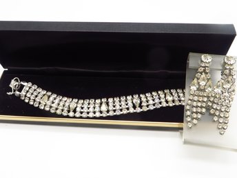 Weiss Clear Rhinestone Bracelet and Earrings Set