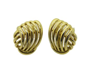 Trifari Gold Tone Swirl Clip-on Earrings
