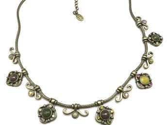 Carolyn Herrera Beaded Bronze Tone Necklace
