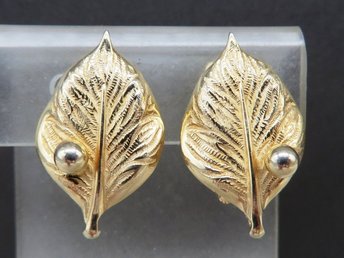 Giovanni Gold Tone Leaf Shaped Clip-on Earrings