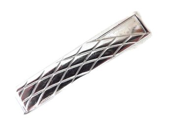 Swank Silver Tone Diamond Pattern Tie Bar