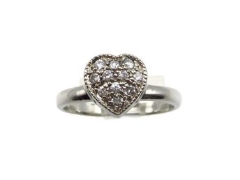 Cubic Zirconia Sterling Silver Heart Heart Ring Size 6.75 