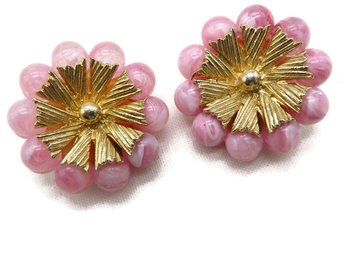 Coro Pink Lucite Pinwheel Clip-on Earrings