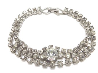 Vintage Kramer Bracelet, Multi-Strand Rhinestone Bracelet, Bridal Jewelry
