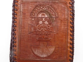 Aztec Design Hand Tooled Leather Bi-fold Wallet