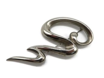 PELL Abstract Silver Tone Squiggly Brooch
