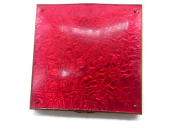 Large Iridescent Red Top Square Compact 
