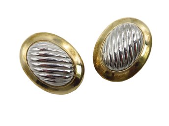 Donald Stannard Two Tone Button Clip-on Earrings
