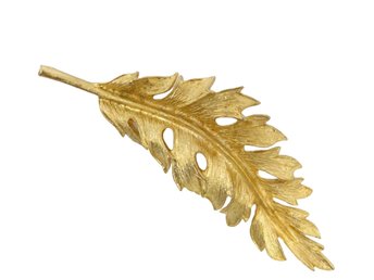 CORO Gold Tone Mid Century Leaf Brooch