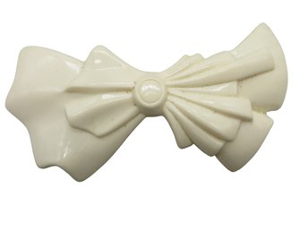 Vintage Cream Plastic Hair Bow, Made in France Barrette