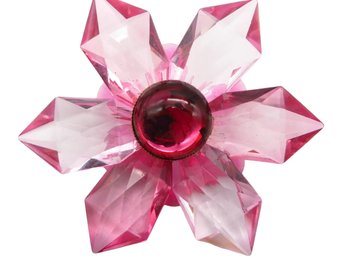 Pink Lucite Large Translucent Floral Pin