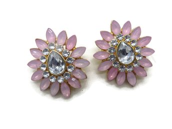 Pink Flower Pierced Stud Earrings