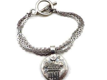 Multi-Strand Charm Bracelet, Liz Claiborne Silver Tone Toggle Bracelet, Vintage Jewelry